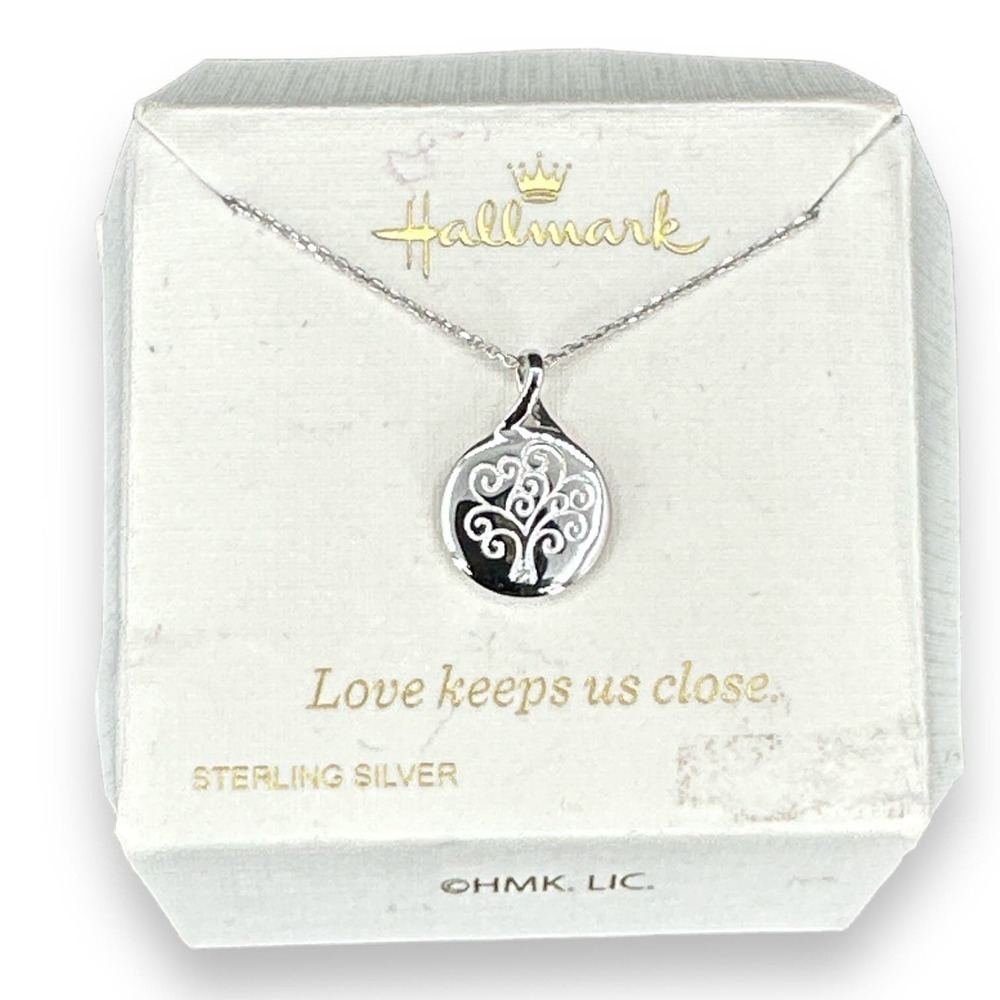 Hallmark Sterling Silver Family Tree Pendant 925 Chain with Spring Ring Clasp